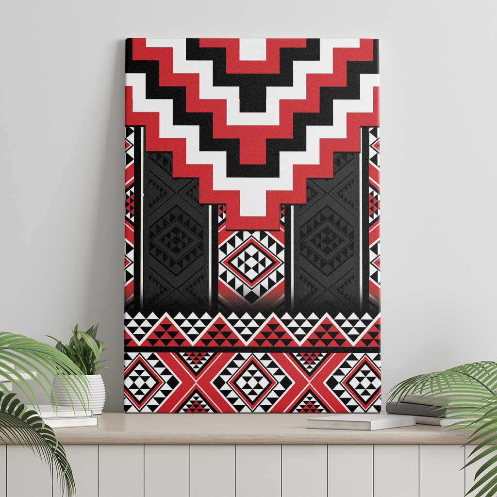 Red Taniko Aotearoa Canvas Wall Art Niho Taniwha Mix Poutama LT14 - Polynesian Pride