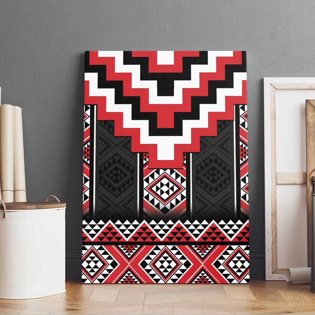 Red Taniko Aotearoa Canvas Wall Art Niho Taniwha Mix Poutama LT14 - Polynesian Pride