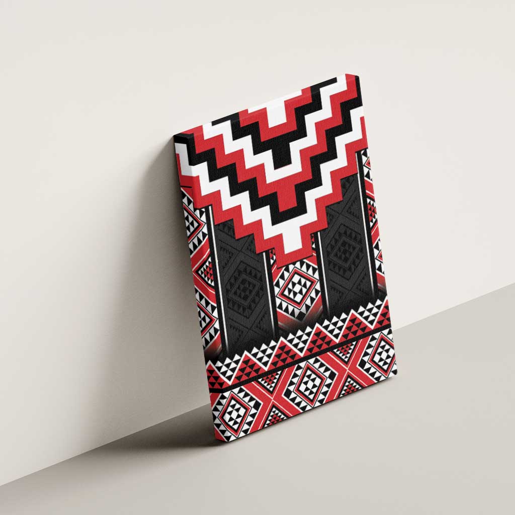 Red Taniko Aotearoa Canvas Wall Art Niho Taniwha Mix Poutama LT14 - Polynesian Pride