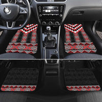 Red Taniko Aotearoa Car Mats Niho Taniwha Mix Poutama LT14 Set 4pcs Red - Polynesian Pride