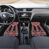 Red Taniko Aotearoa Car Mats Niho Taniwha Mix Poutama LT14 Set 2pcs - Front Red - Polynesian Pride
