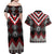 Red Taniko Aotearoa Couples Matching Off Shoulder Maxi Dress and Hawaiian Shirt Niho Taniwha Mix Poutama