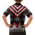 Red Taniko Aotearoa Family Matching Off The Shoulder Long Sleeve Dress and Hawaiian Shirt Niho Taniwha Mix Poutama