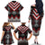 Red Taniko Aotearoa Family Matching Off The Shoulder Long Sleeve Dress and Hawaiian Shirt Niho Taniwha Mix Poutama