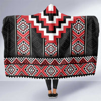 Red Taniko Aotearoa Hooded Blanket Niho Taniwha Mix Poutama LT14 One Size Red - Polynesian Pride