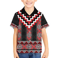 Red Taniko Aotearoa Kid Hawaiian Shirt Niho Taniwha Mix Poutama LT14 Kid Red - Polynesian Pride