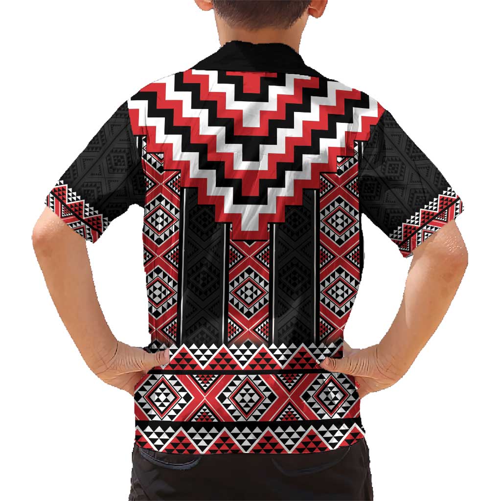 Red Taniko Aotearoa Kid Hawaiian Shirt Niho Taniwha Mix Poutama LT14 - Polynesian Pride