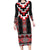 Red Taniko Aotearoa Long Sleeve Bodycon Dress Niho Taniwha Mix Poutama LT14