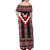 Red Taniko Aotearoa Off Shoulder Maxi Dress Niho Taniwha Mix Poutama LT14