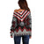 Red Taniko Aotearoa Off Shoulder Sweater Niho Taniwha Mix Poutama