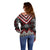 Red Taniko Aotearoa Off Shoulder Sweater Niho Taniwha Mix Poutama