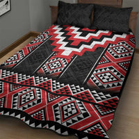 Red Taniko Aotearoa Quilt Bed Set Niho Taniwha Mix Poutama LT14 - Polynesian Pride