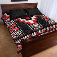 Red Taniko Aotearoa Quilt Bed Set Niho Taniwha Mix Poutama LT14 - Polynesian Pride