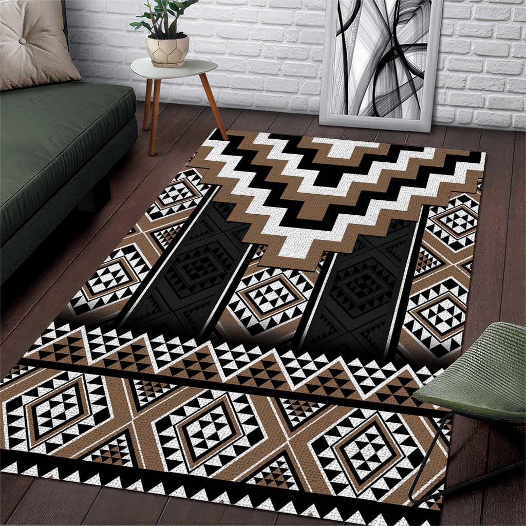 Brown Taniko Aotearoa Area Rug Niho Taniwha Mix Poutama LT14 Brown - Polynesian Pride