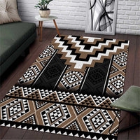 Brown Taniko Aotearoa Area Rug Niho Taniwha Mix Poutama LT14 Brown - Polynesian Pride