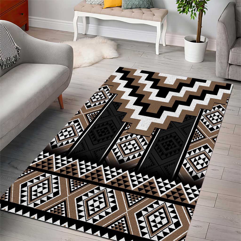 Brown Taniko Aotearoa Area Rug Niho Taniwha Mix Poutama LT14 - Polynesian Pride