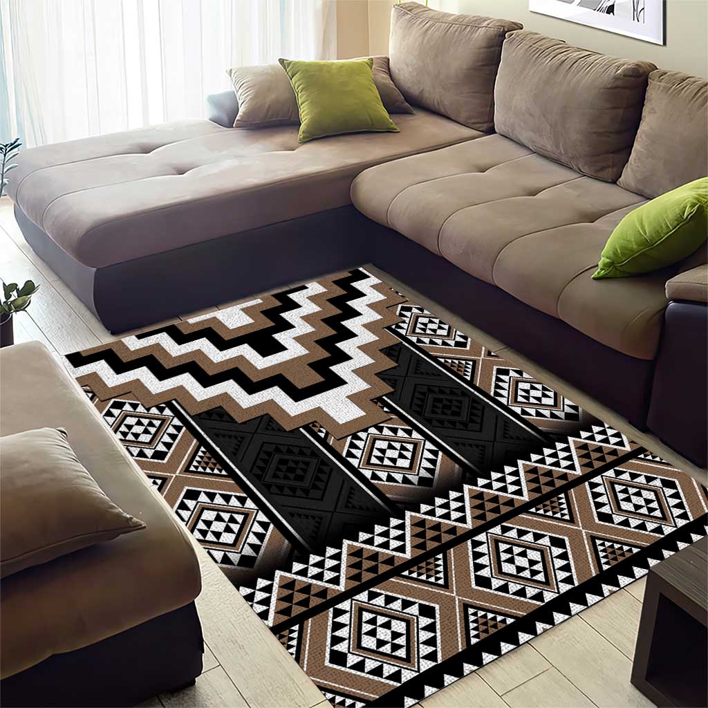 Brown Taniko Aotearoa Area Rug Niho Taniwha Mix Poutama LT14 - Polynesian Pride