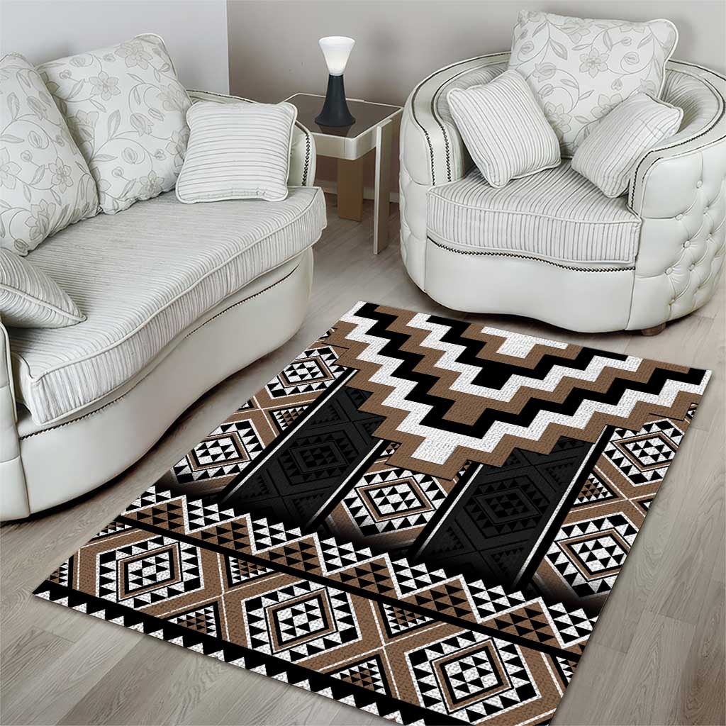 Brown Taniko Aotearoa Area Rug Niho Taniwha Mix Poutama LT14 - Polynesian Pride