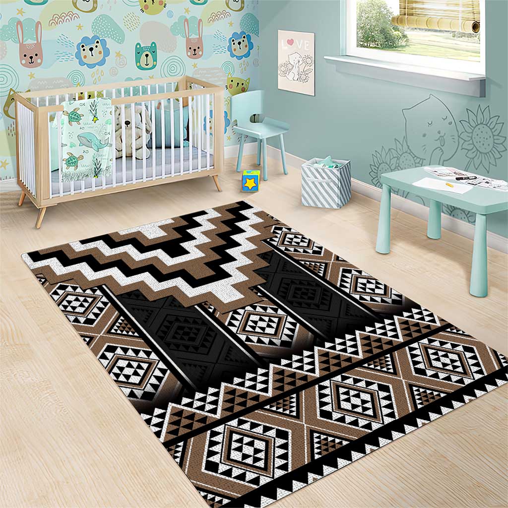 Brown Taniko Aotearoa Area Rug Niho Taniwha Mix Poutama LT14 - Polynesian Pride