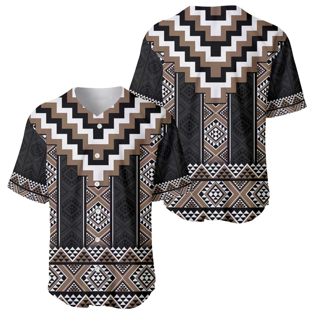 Brown Taniko Aotearoa Baseball Jersey Niho Taniwha Mix Poutama LT14 - Polynesian Pride