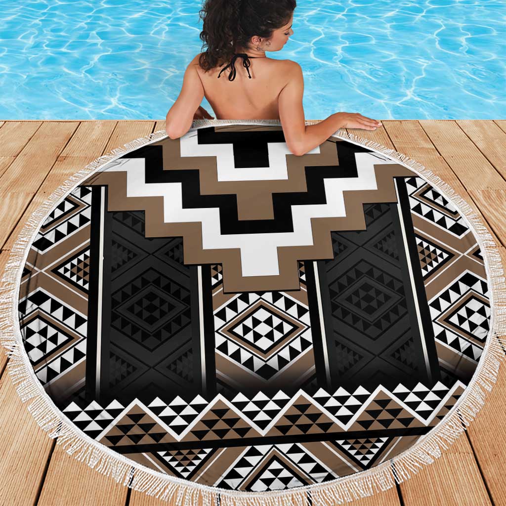 Brown Taniko Aotearoa Beach Blanket Niho Taniwha Mix Poutama LT14 - Polynesian Pride