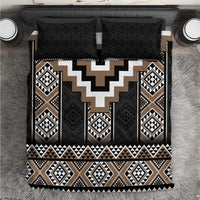 Brown Taniko Aotearoa Bedding Set Niho Taniwha Mix Poutama LT14 Brown - Polynesian Pride