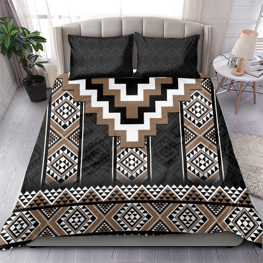 Brown Taniko Aotearoa Bedding Set Niho Taniwha Mix Poutama LT14 - Polynesian Pride