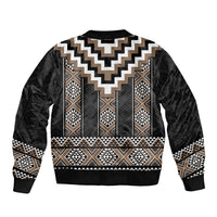 Brown Taniko Aotearoa Bomber Jacket Niho Taniwha Mix Poutama LT14 - Polynesian Pride