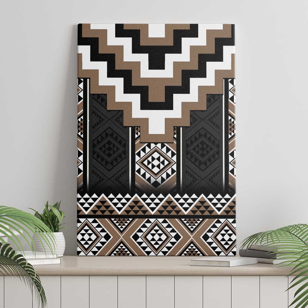 Brown Taniko Aotearoa Canvas Wall Art Niho Taniwha Mix Poutama LT14 - Polynesian Pride