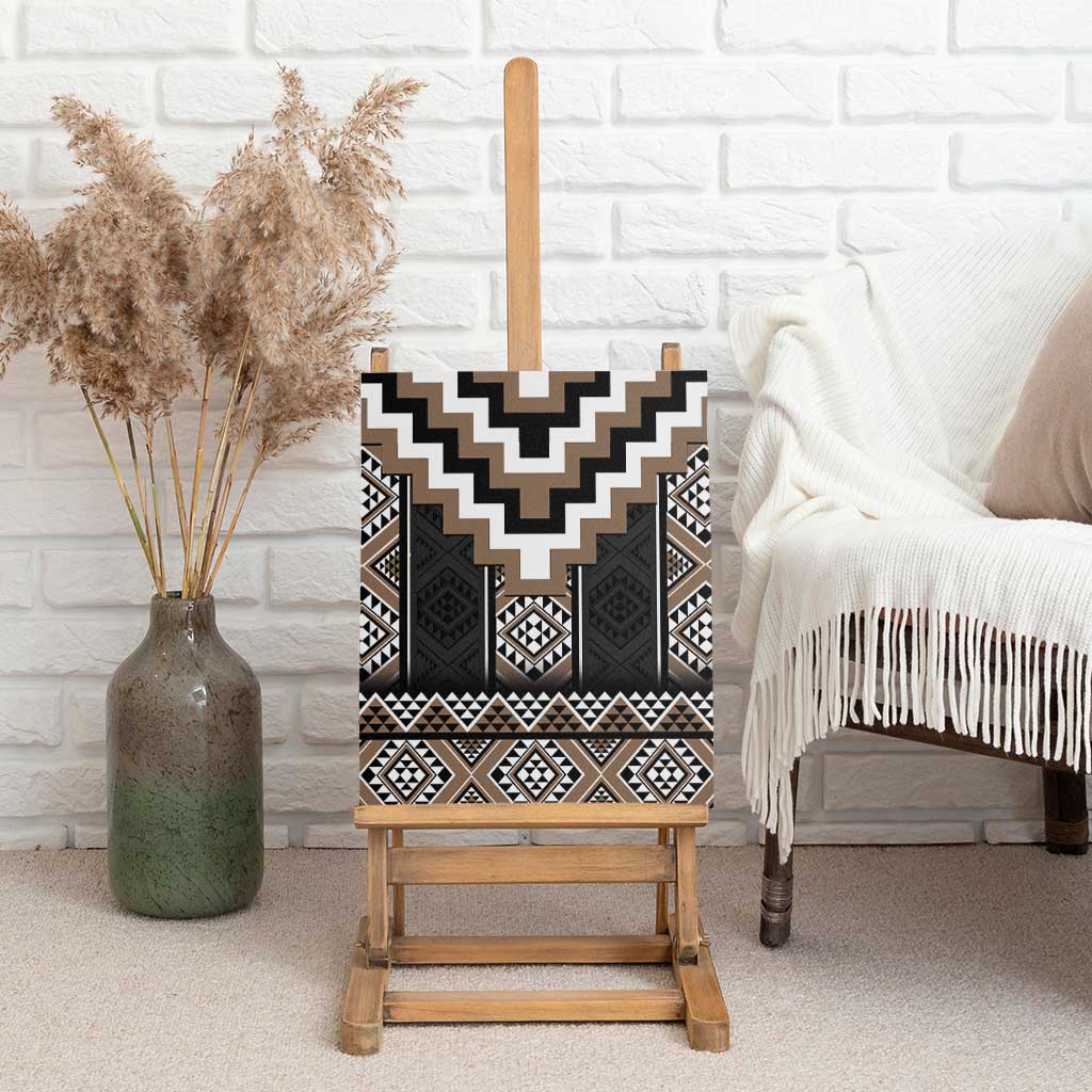 Brown Taniko Aotearoa Canvas Wall Art Niho Taniwha Mix Poutama LT14 - Polynesian Pride