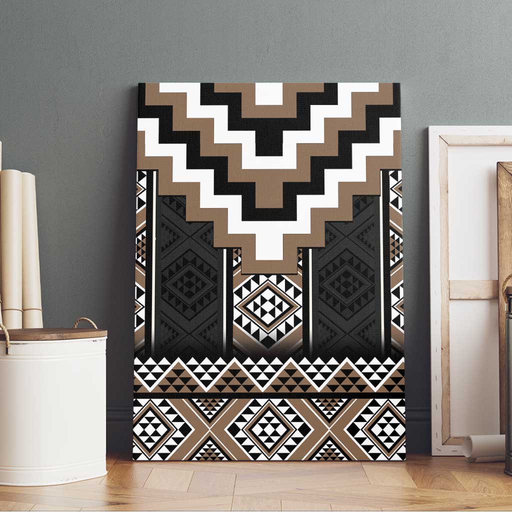 Brown Taniko Aotearoa Canvas Wall Art Niho Taniwha Mix Poutama LT14 - Polynesian Pride