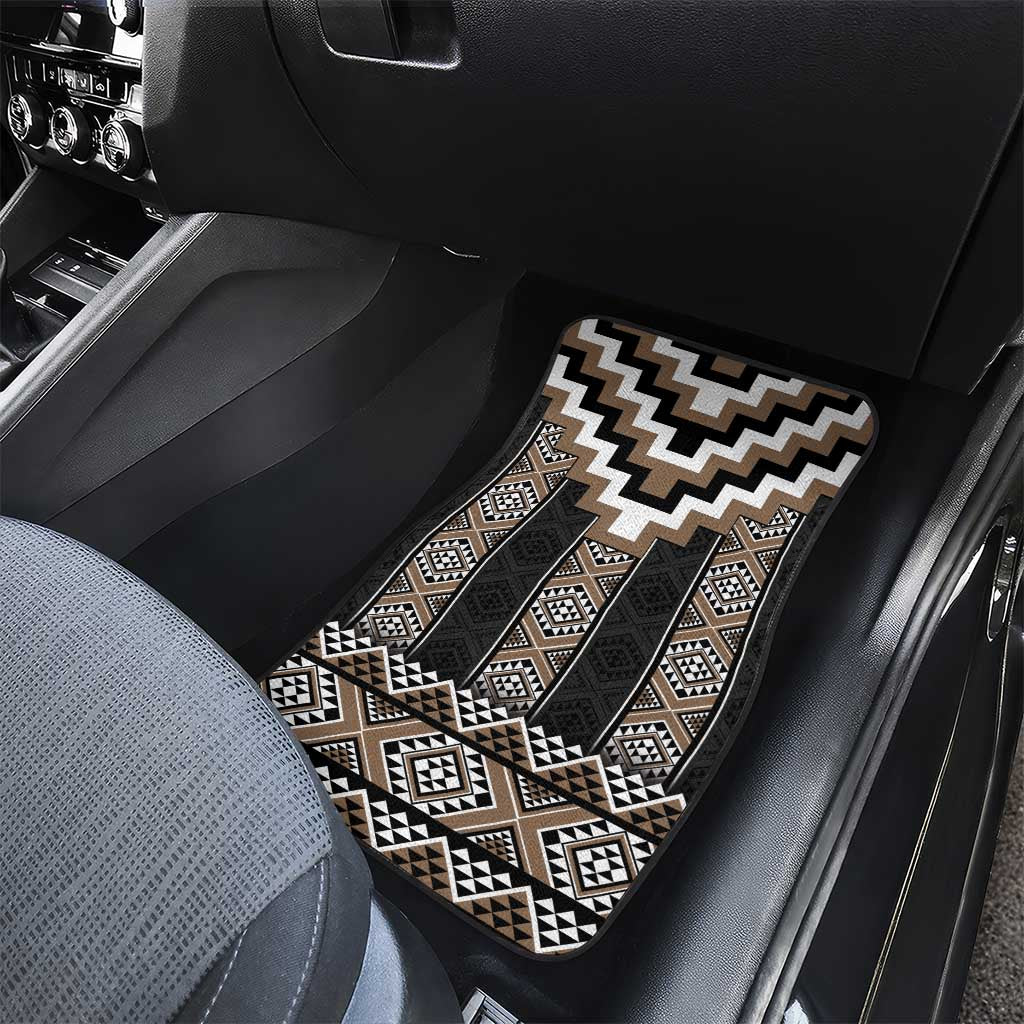 Brown Taniko Aotearoa Car Mats Niho Taniwha Mix Poutama LT14 - Polynesian Pride
