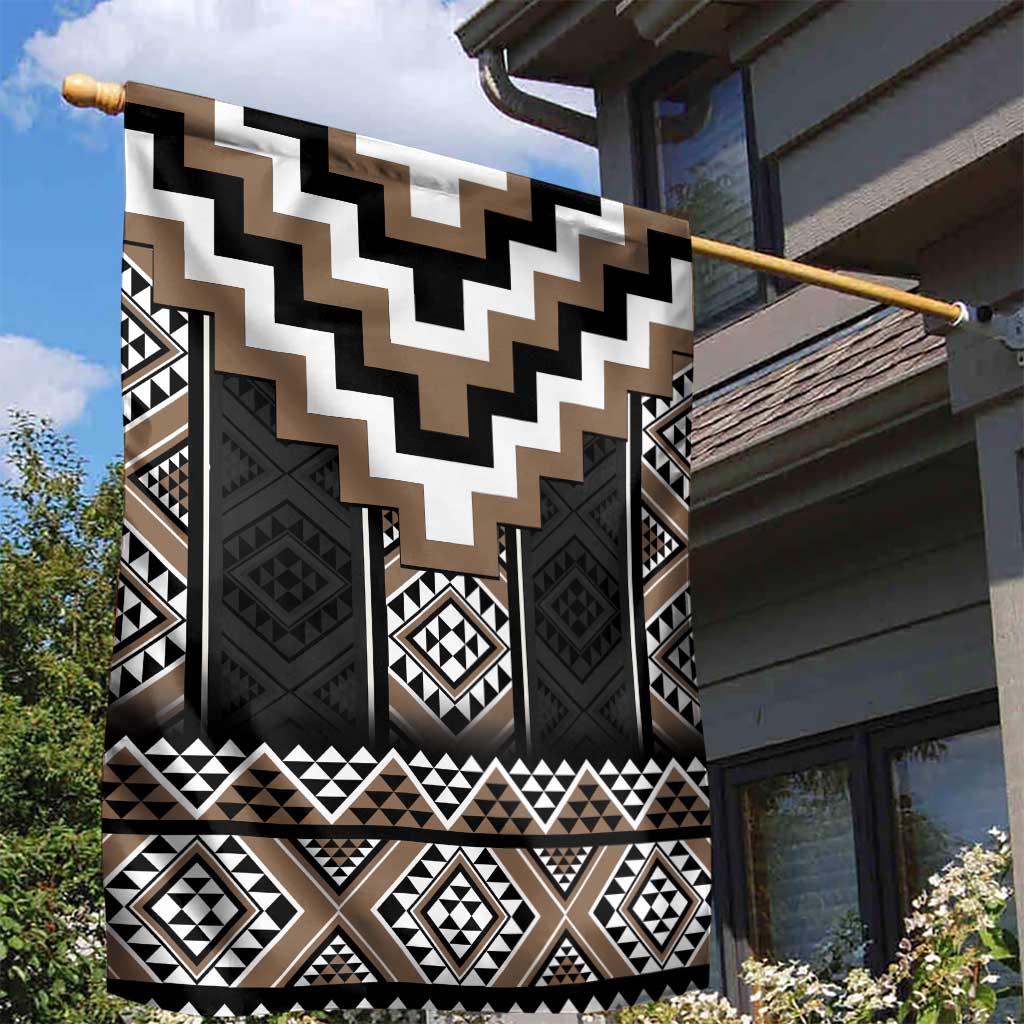 Brown Taniko Aotearoa Garden Flag Niho Taniwha Mix Poutama LT14 - Polynesian Pride