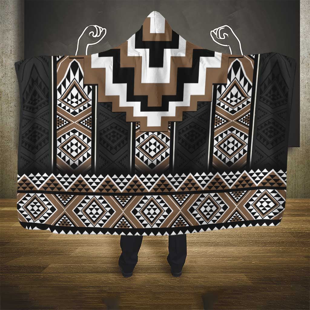 Brown Taniko Aotearoa Hooded Blanket Niho Taniwha Mix Poutama LT14 - Polynesian Pride
