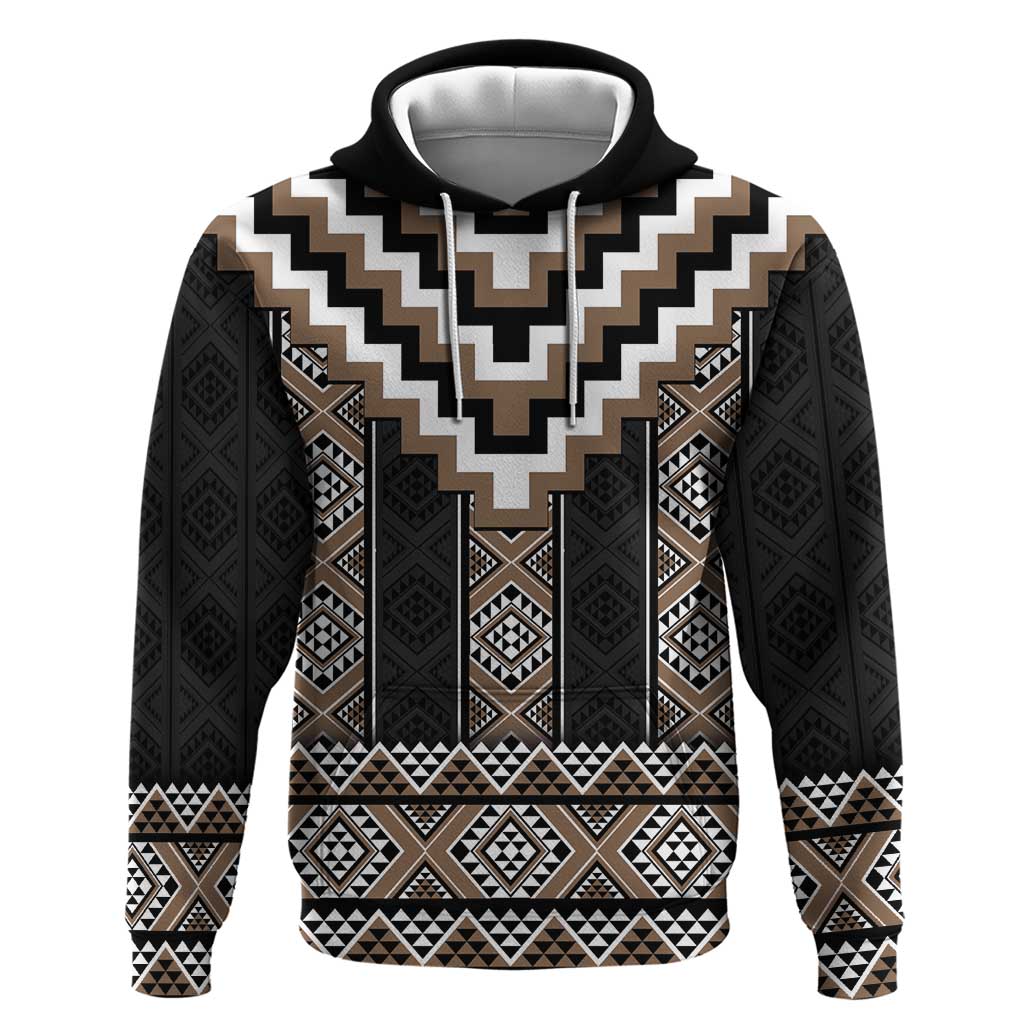 Brown Taniko Aotearoa Hoodie Niho Taniwha Mix Poutama LT14