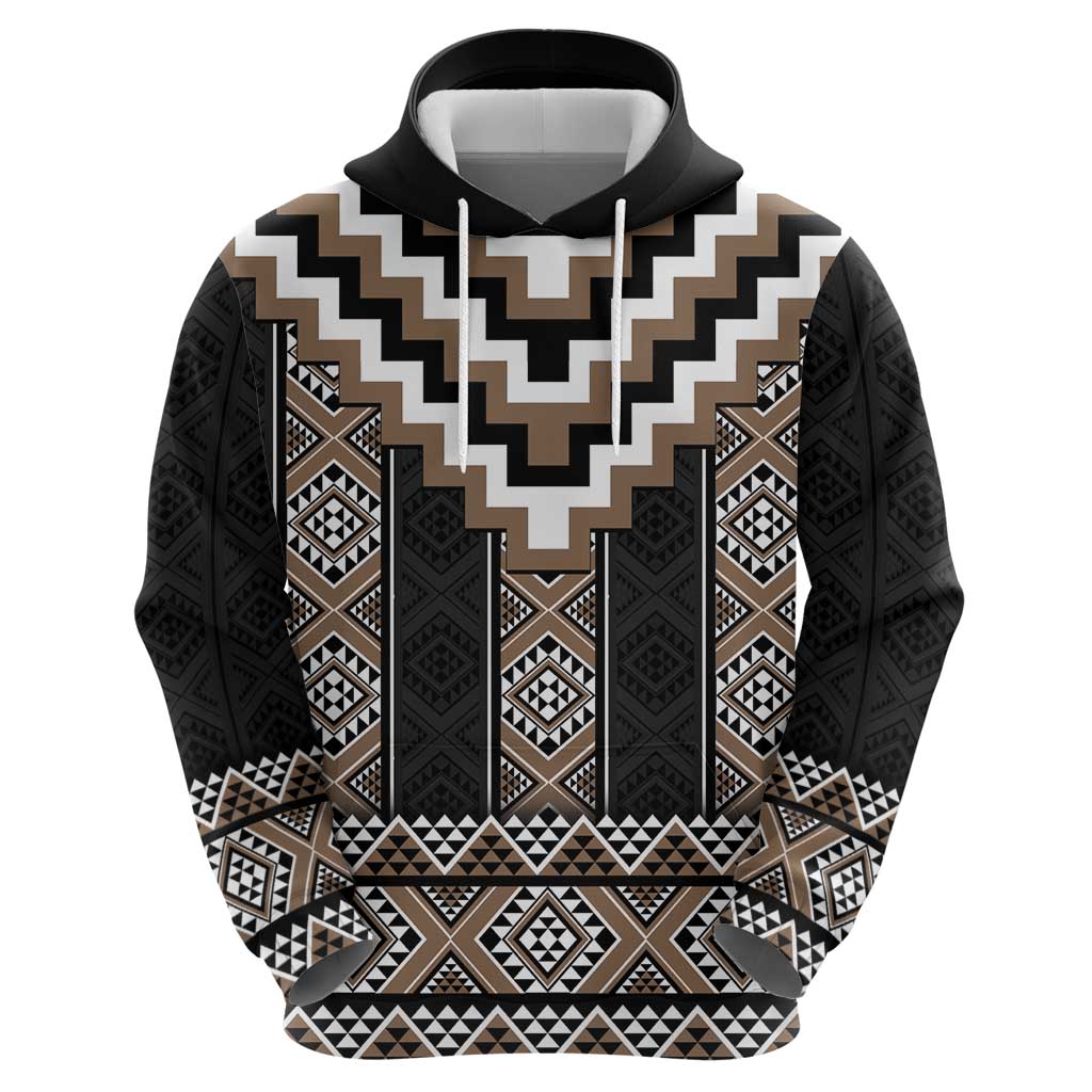 Brown Taniko Aotearoa Hoodie Niho Taniwha Mix Poutama LT14 - Polynesian Pride