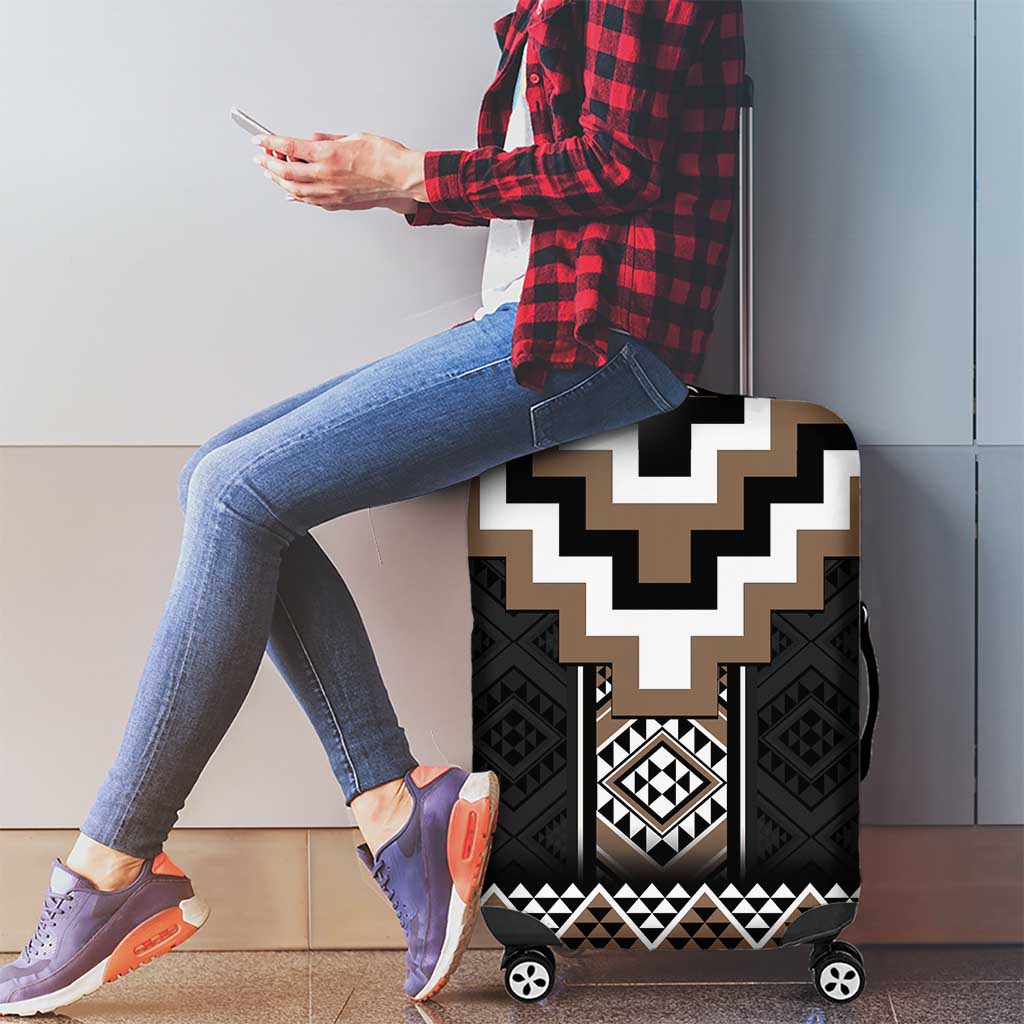 Brown Taniko Aotearoa Luggage Cover Niho Taniwha Mix Poutama LT14 - Polynesian Pride