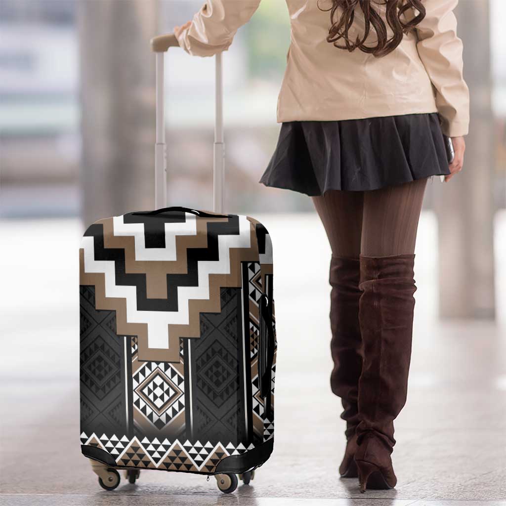 Brown Taniko Aotearoa Luggage Cover Niho Taniwha Mix Poutama LT14 - Polynesian Pride