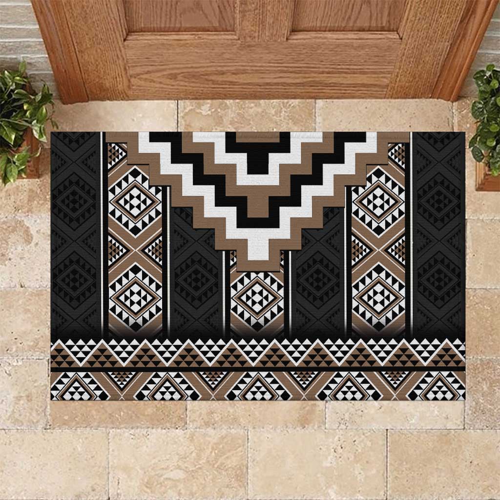 Brown Taniko Aotearoa Rubber Doormat Niho Taniwha Mix Poutama LT14 Brown - Polynesian Pride
