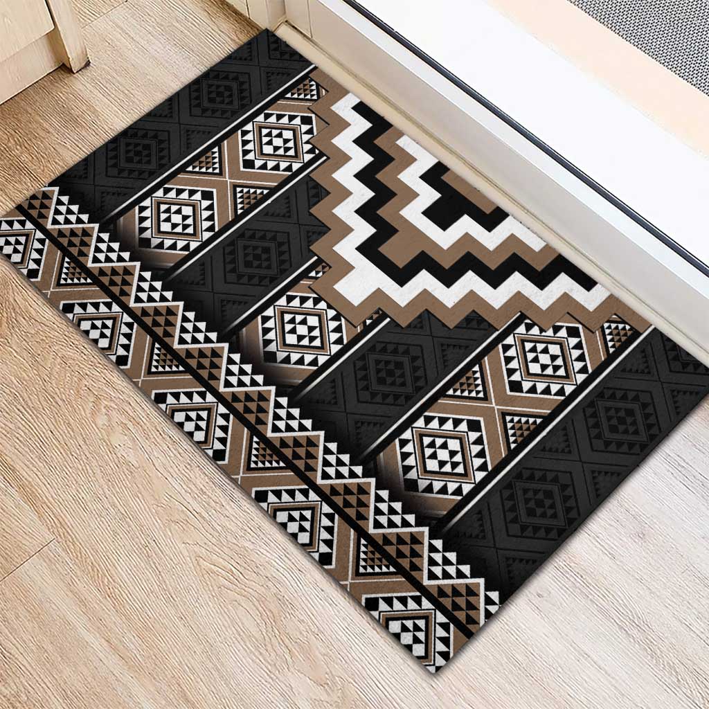 Brown Taniko Aotearoa Rubber Doormat Niho Taniwha Mix Poutama LT14 - Polynesian Pride