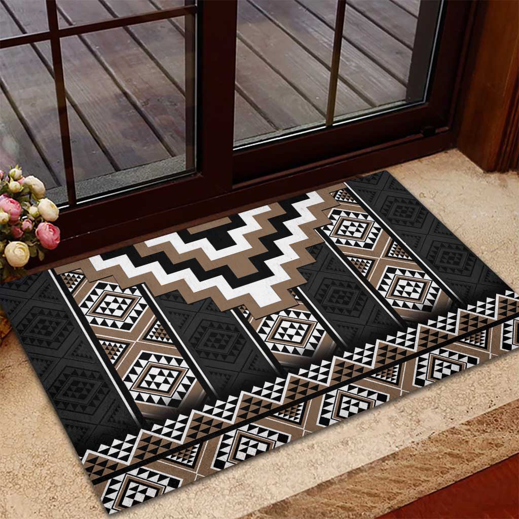 Brown Taniko Aotearoa Rubber Doormat Niho Taniwha Mix Poutama LT14 - Polynesian Pride