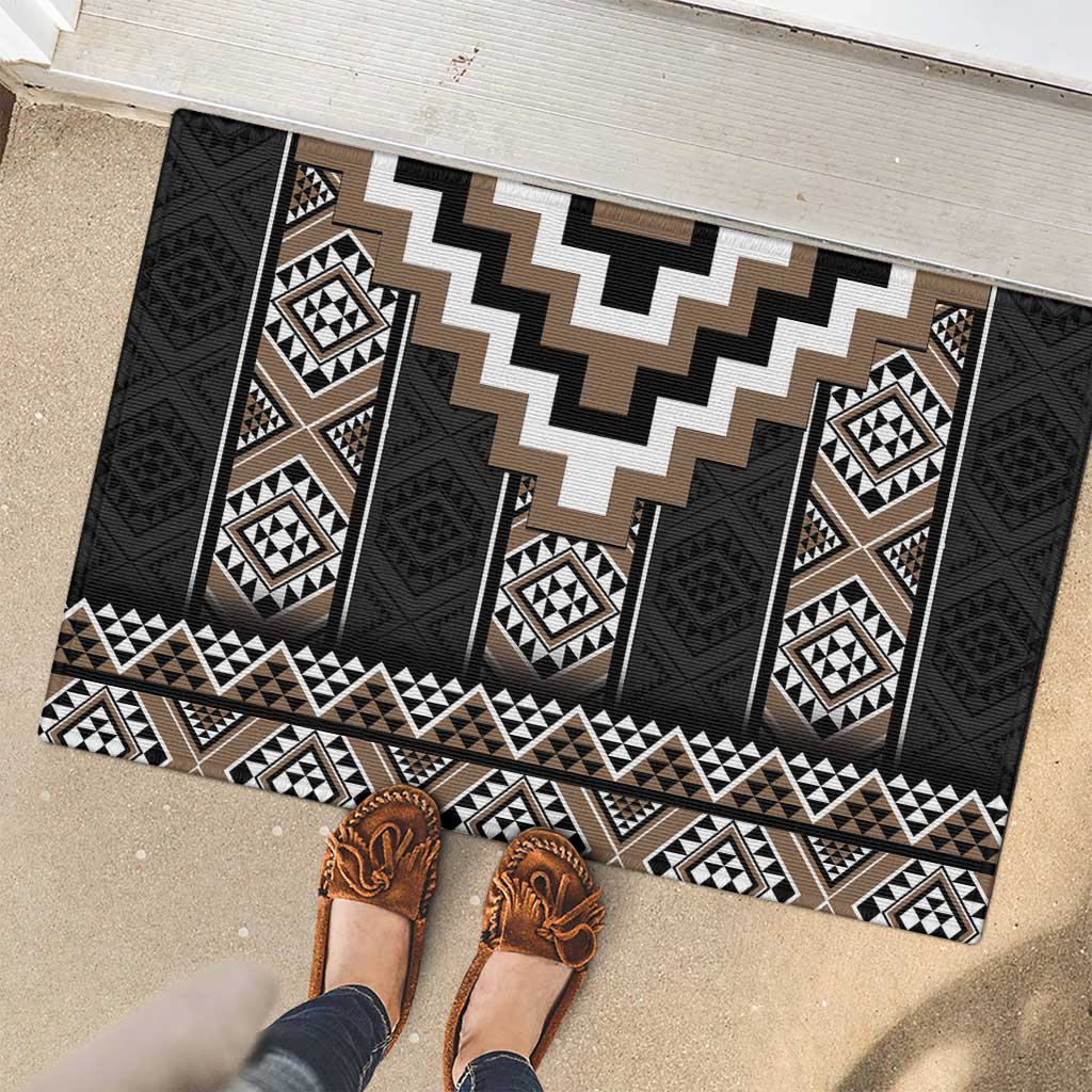 Brown Taniko Aotearoa Rubber Doormat Niho Taniwha Mix Poutama LT14 - Polynesian Pride