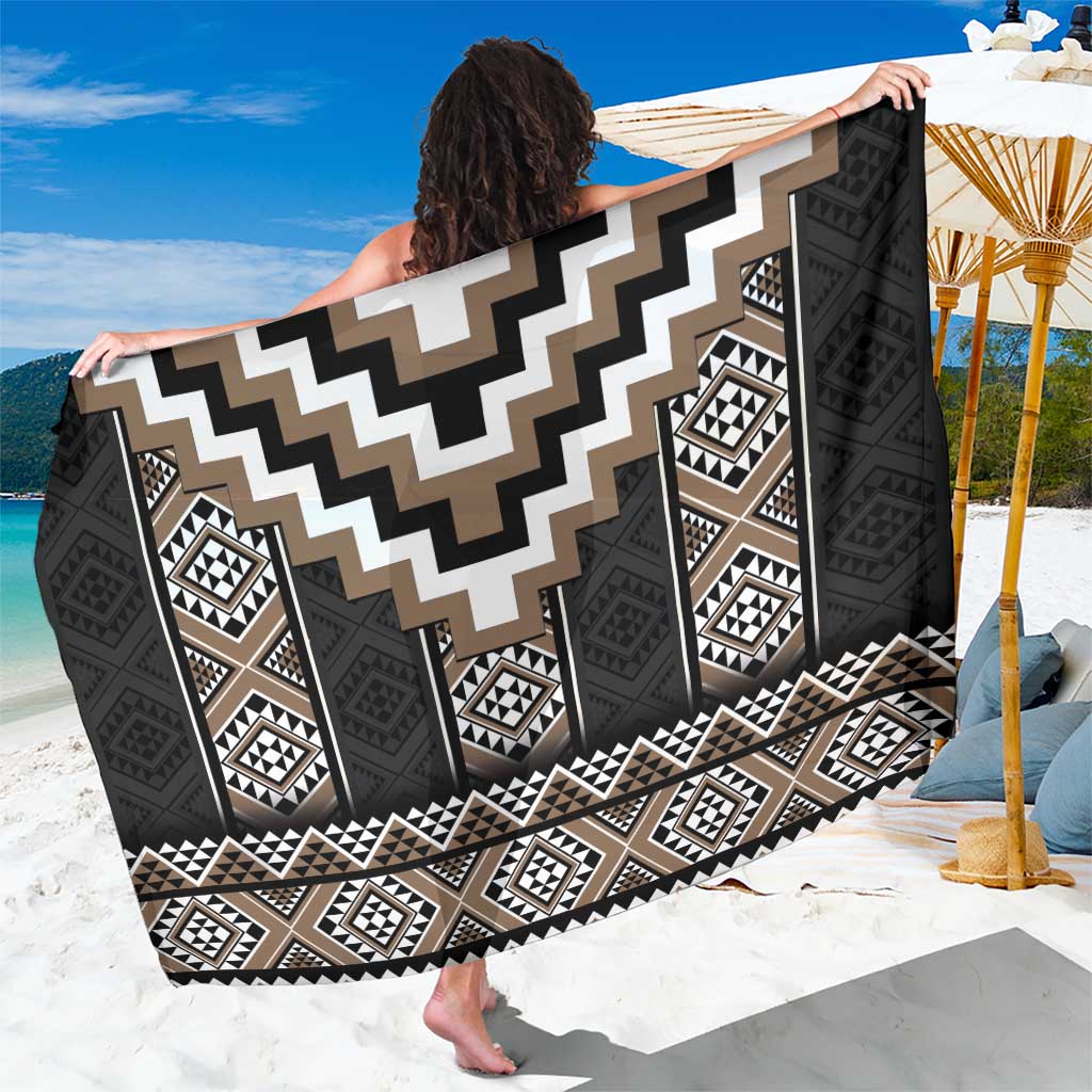 Brown Taniko Aotearoa Sarong Niho Taniwha Mix Poutama LT14 One Size 44 x 66 inches Brown - Polynesian Pride