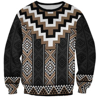 Brown Taniko Aotearoa Sweatshirt Niho Taniwha Mix Poutama LT14 Unisex Brown - Polynesian Pride