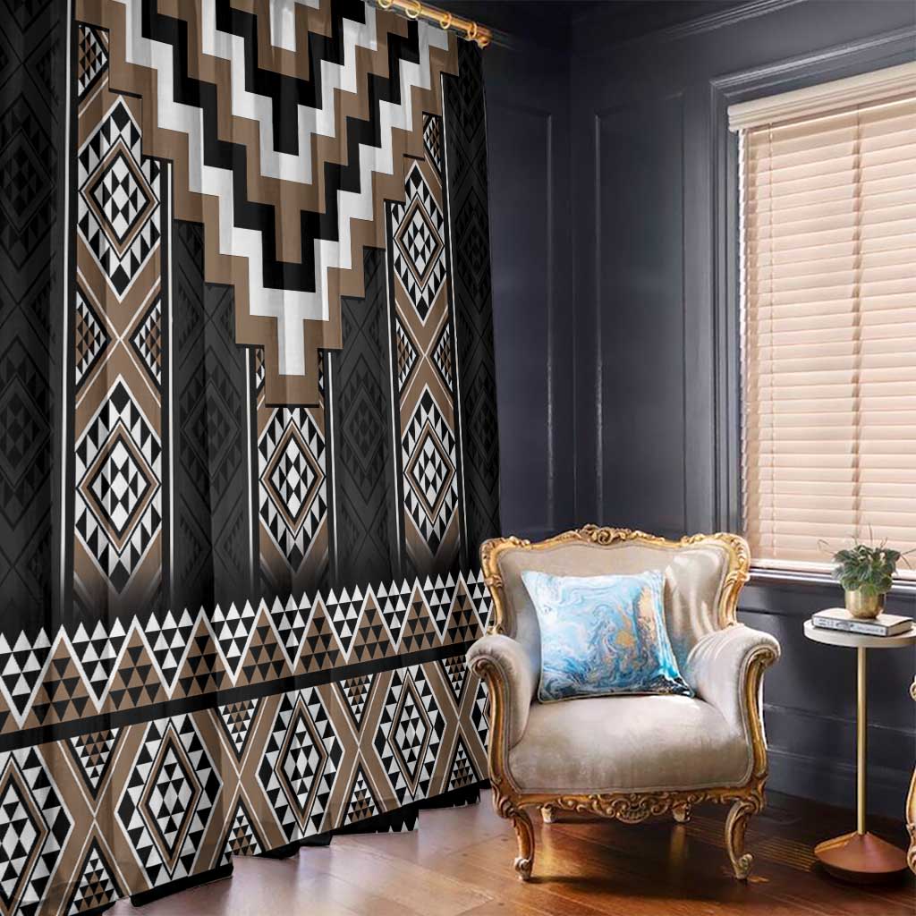Brown Taniko Aotearoa Window Curtain Niho Taniwha Mix Poutama LT14 - Polynesian Pride