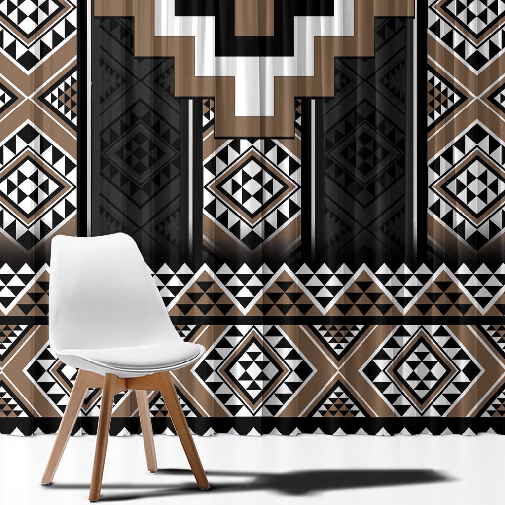 Brown Taniko Aotearoa Window Curtain Niho Taniwha Mix Poutama LT14 - Polynesian Pride