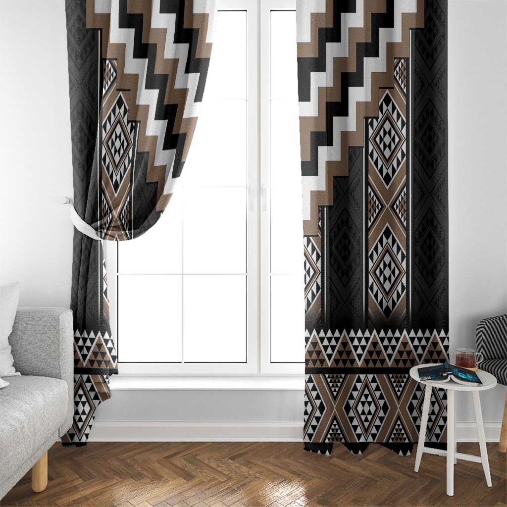 Brown Taniko Aotearoa Window Curtain Niho Taniwha Mix Poutama LT14 - Polynesian Pride
