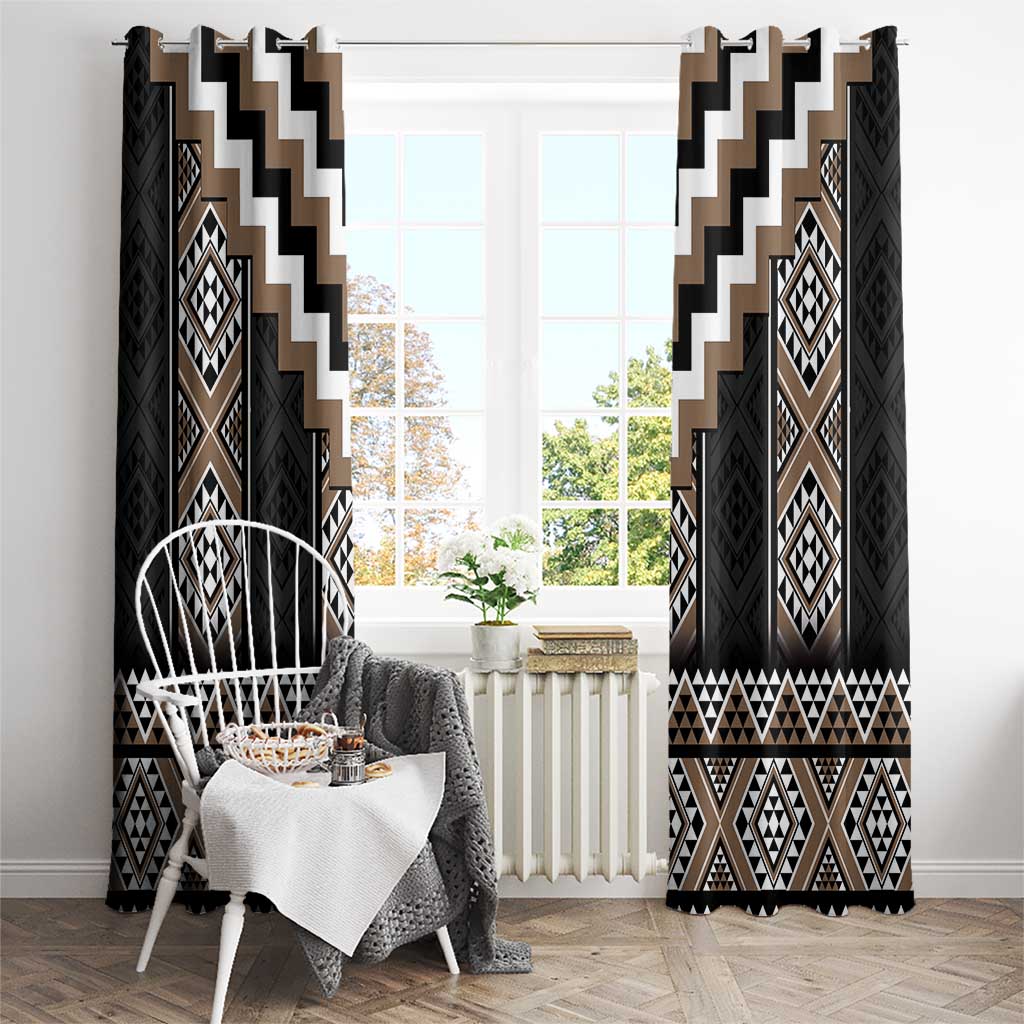 Brown Taniko Aotearoa Window Curtain Niho Taniwha Mix Poutama LT14 - Polynesian Pride