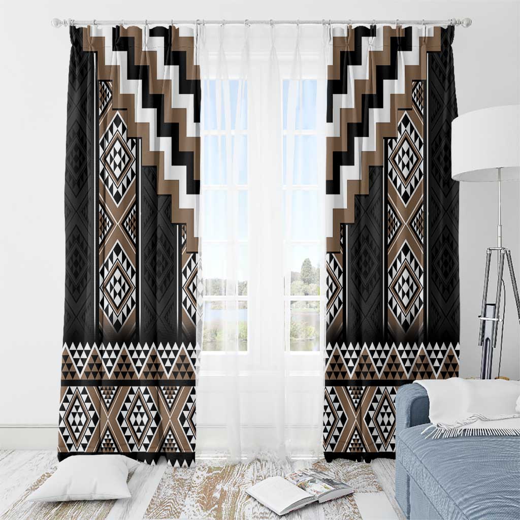 Brown Taniko Aotearoa Window Curtain Niho Taniwha Mix Poutama LT14 - Polynesian Pride