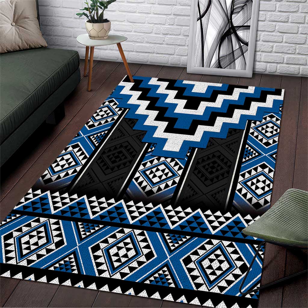 Blue Taniko Aotearoa Area Rug Niho Taniwha Mix Poutama LT14 Blue - Polynesian Pride